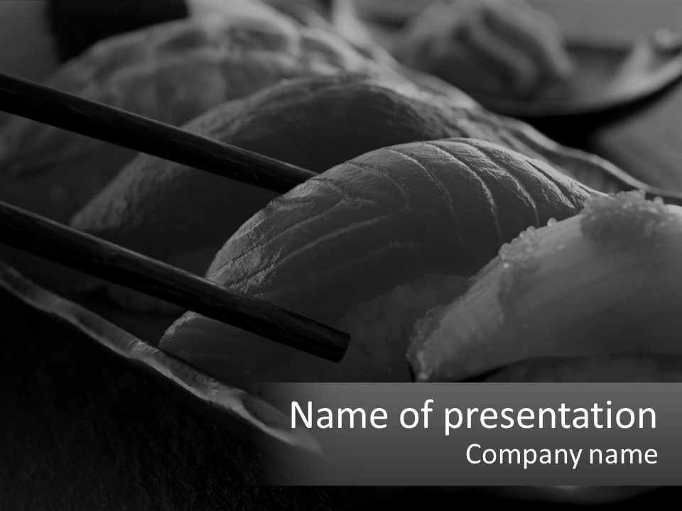 A Plate Of Sushi With Chopsticks On It PowerPoint Template