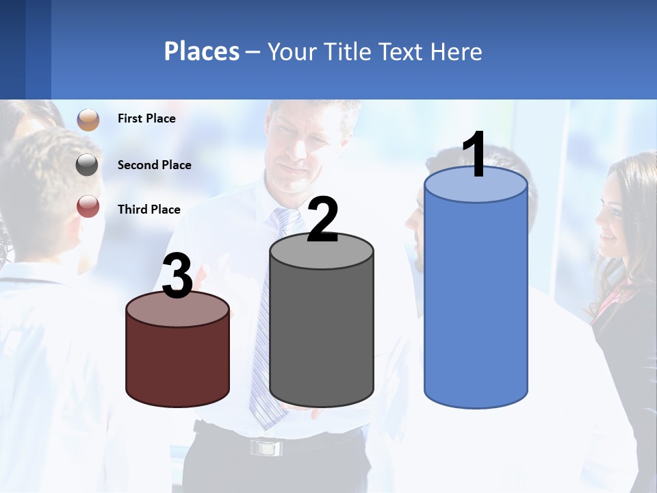 A Group Of People Standing Around Each Other Talking PowerPoint Template