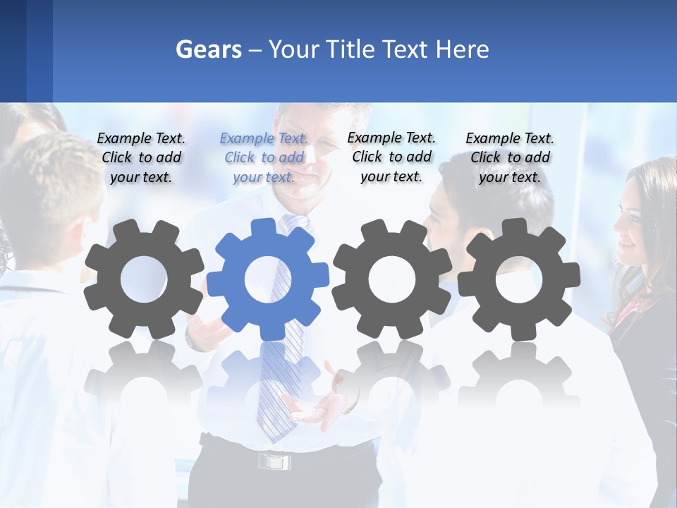 A Group Of People Standing Around Each Other Talking PowerPoint Template