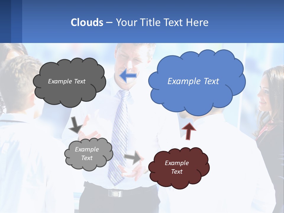 A Group Of People Standing Around Each Other Talking PowerPoint Template