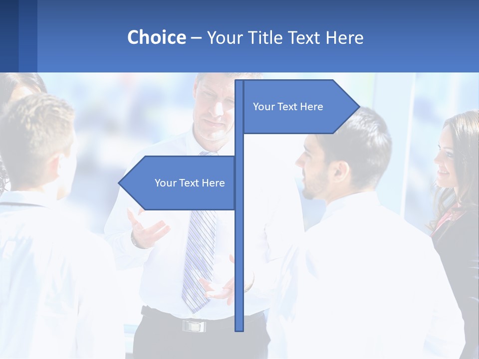 A Group Of People Standing Around Each Other Talking PowerPoint Template