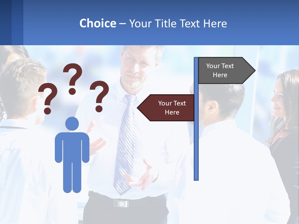 A Group Of People Standing Around Each Other Talking PowerPoint Template