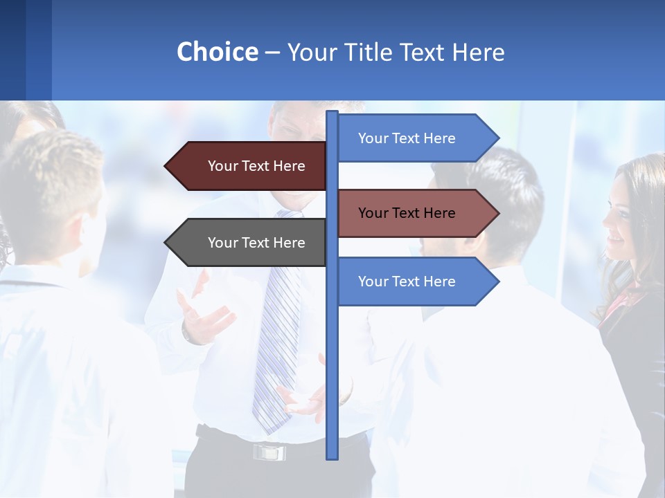 A Group Of People Standing Around Each Other Talking PowerPoint Template