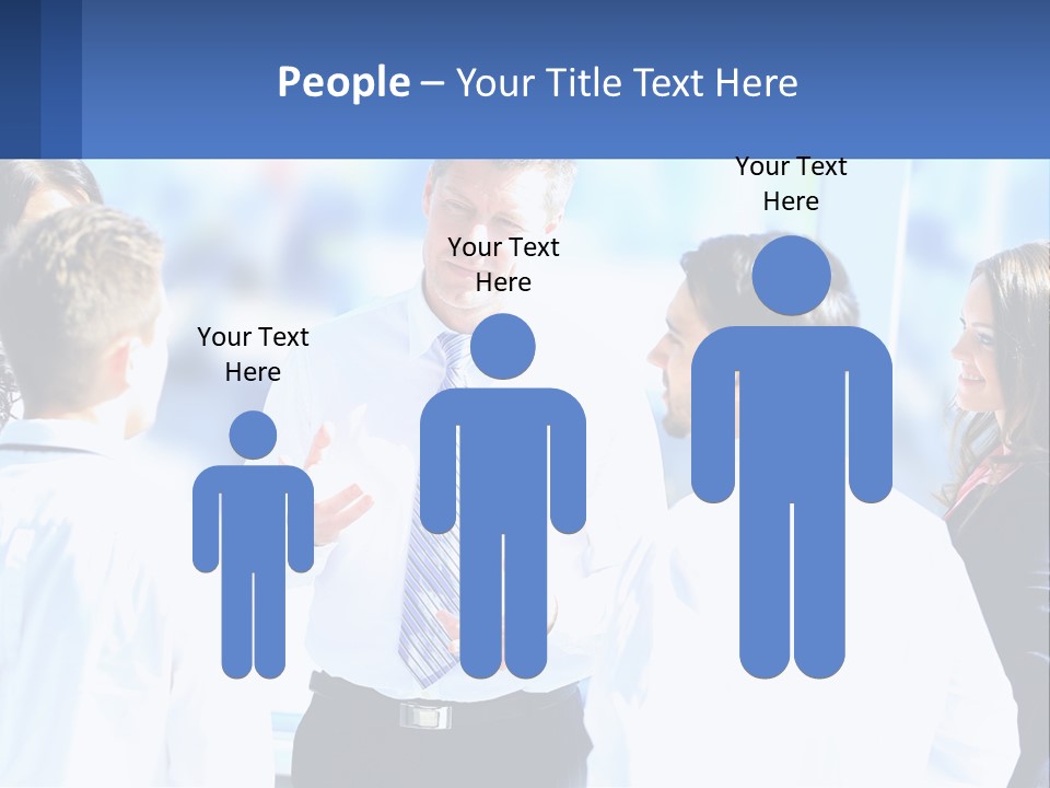 A Group Of People Standing Around Each Other Talking PowerPoint Template