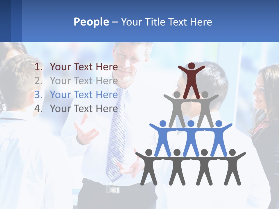 A Group Of People Standing Around Each Other Talking PowerPoint Template