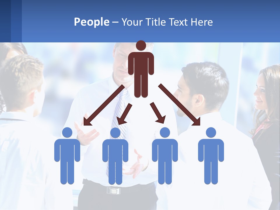A Group Of People Standing Around Each Other Talking PowerPoint Template