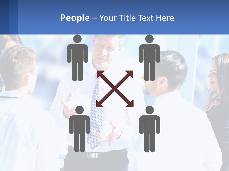 A Group Of People Standing Around Each Other Talking PowerPoint Template
