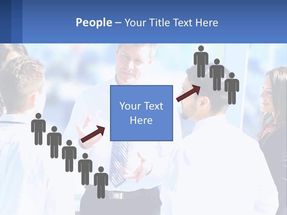 A Group Of People Standing Around Each Other Talking PowerPoint Template