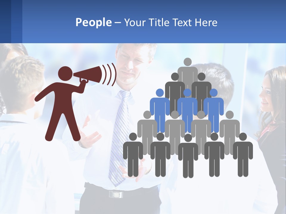 A Group Of People Standing Around Each Other Talking PowerPoint Template