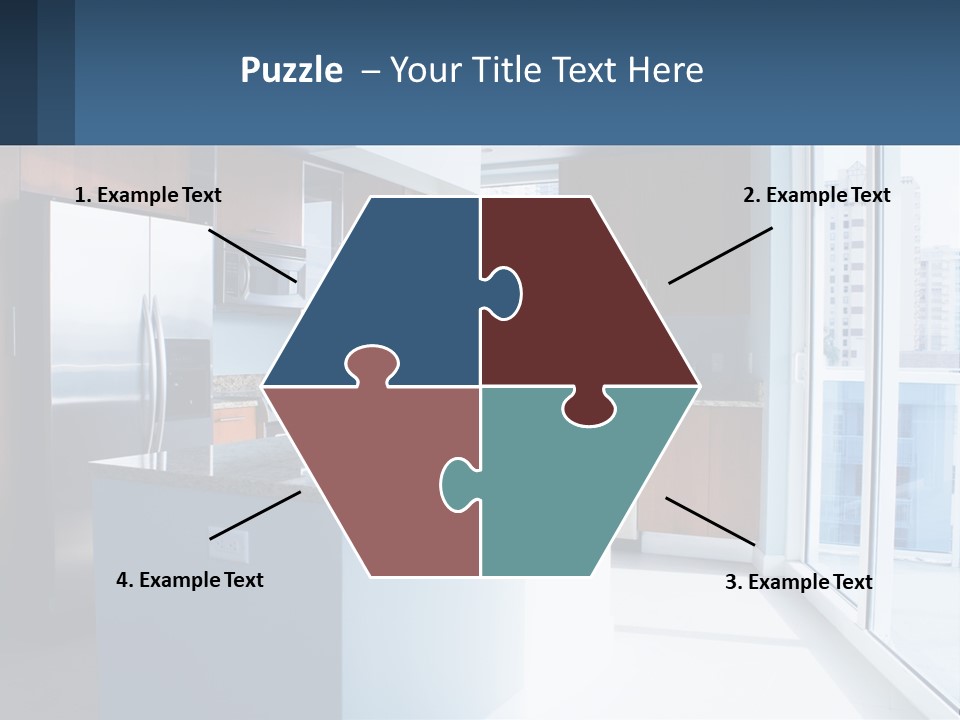 A Kitchen With A Center Island With A Granite Counter Top PowerPoint Template