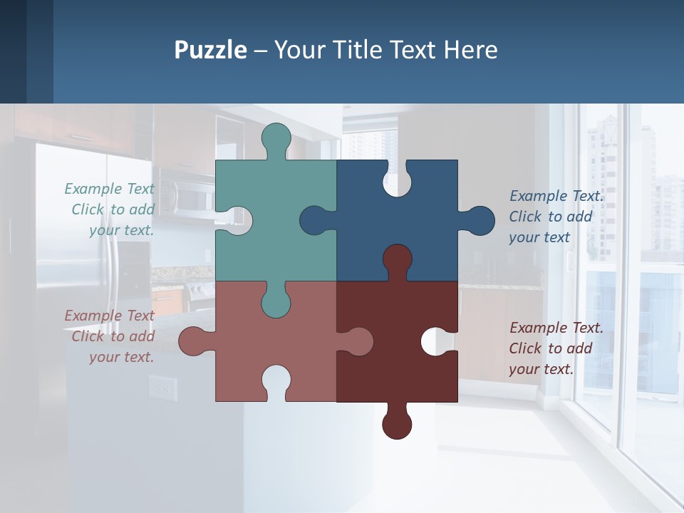 A Kitchen With A Center Island With A Granite Counter Top PowerPoint Template