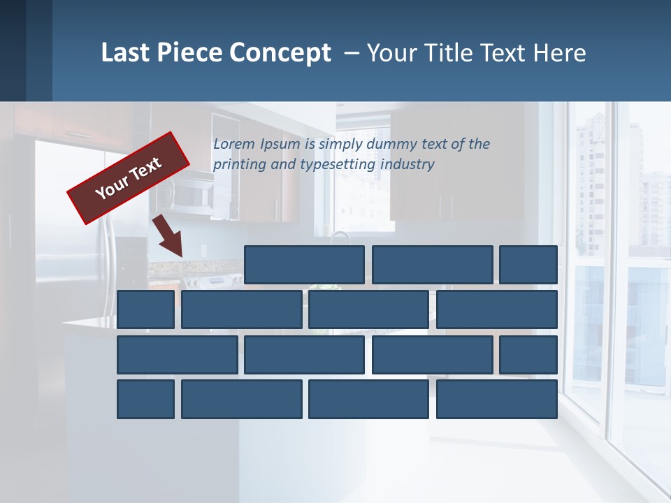 A Kitchen With A Center Island With A Granite Counter Top PowerPoint Template