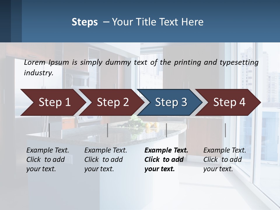 A Kitchen With A Center Island With A Granite Counter Top PowerPoint Template
