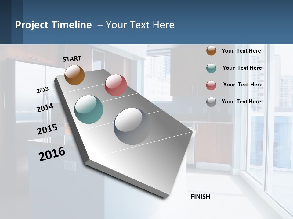 A Kitchen With A Center Island With A Granite Counter Top PowerPoint Template