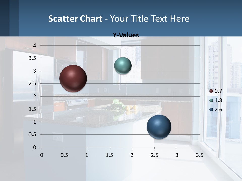 A Kitchen With A Center Island With A Granite Counter Top PowerPoint Template