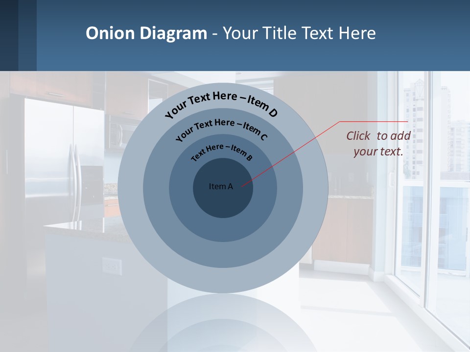 A Kitchen With A Center Island With A Granite Counter Top PowerPoint Template