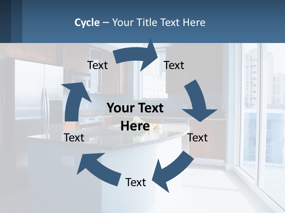 A Kitchen With A Center Island With A Granite Counter Top PowerPoint Template