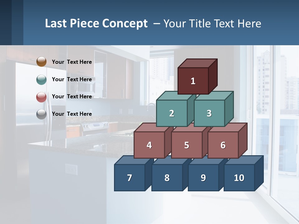 A Kitchen With A Center Island With A Granite Counter Top PowerPoint Template