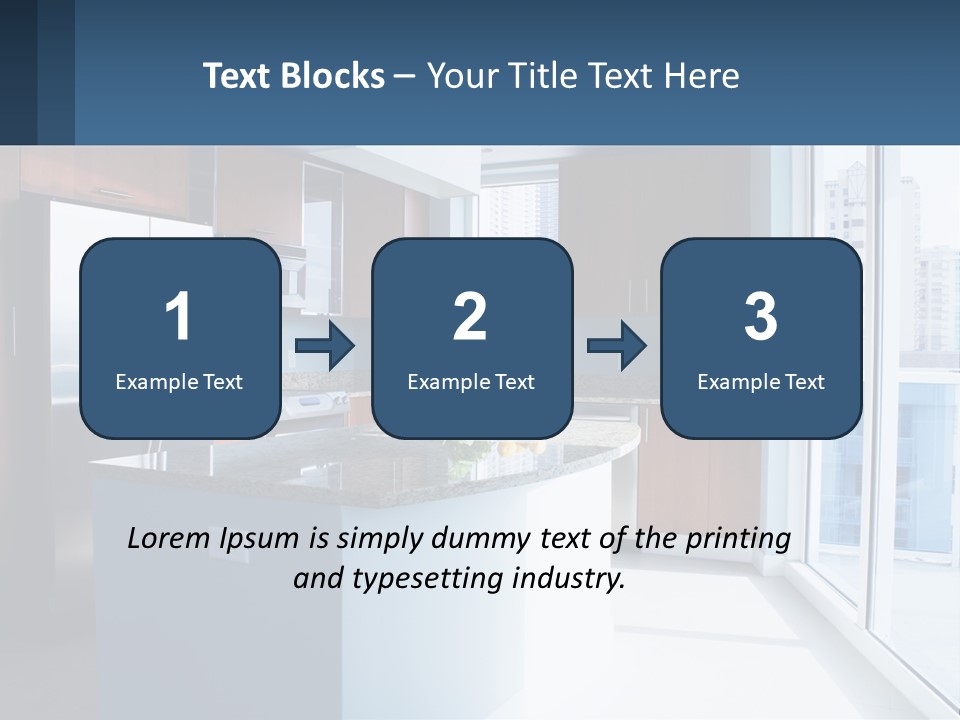 A Kitchen With A Center Island With A Granite Counter Top PowerPoint Template