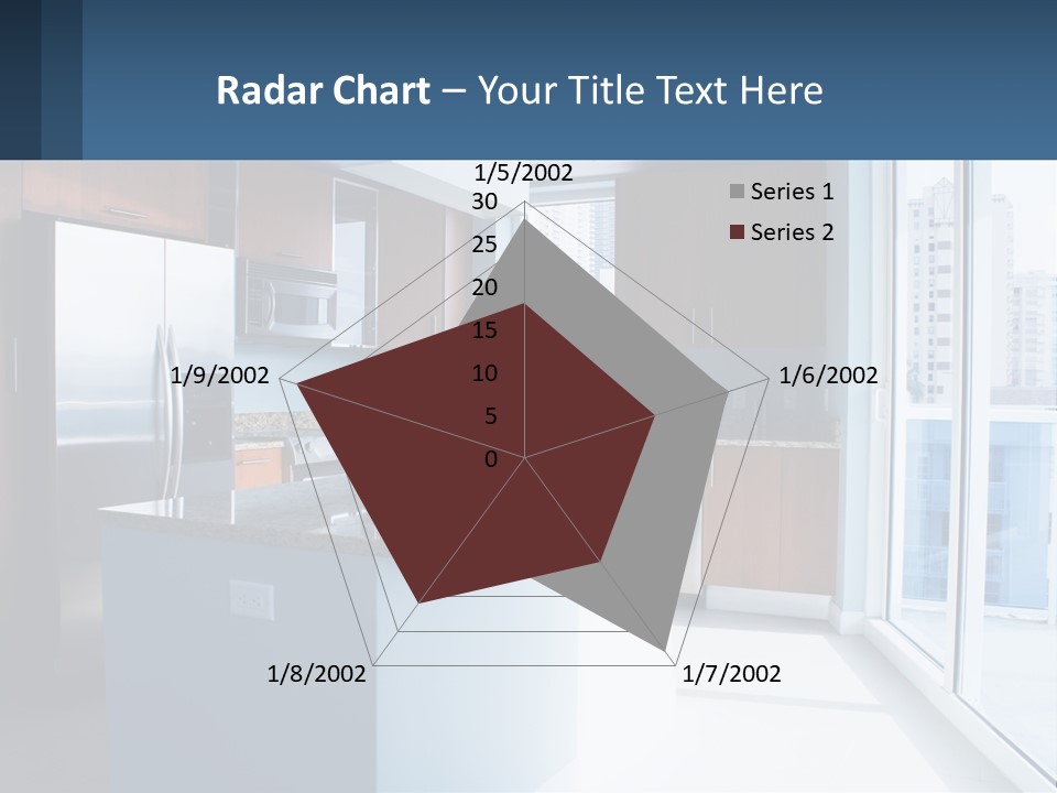 A Kitchen With A Center Island With A Granite Counter Top PowerPoint Template