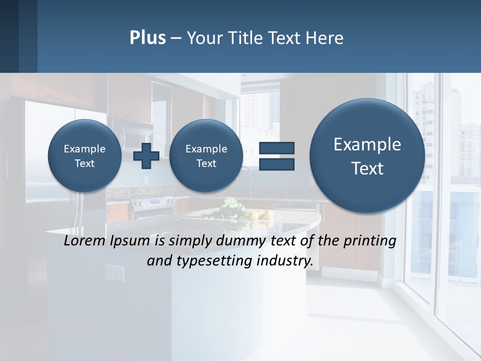 A Kitchen With A Center Island With A Granite Counter Top PowerPoint Template