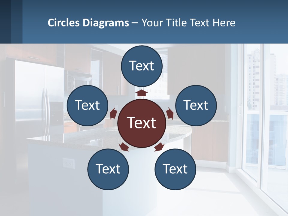 A Kitchen With A Center Island With A Granite Counter Top PowerPoint Template