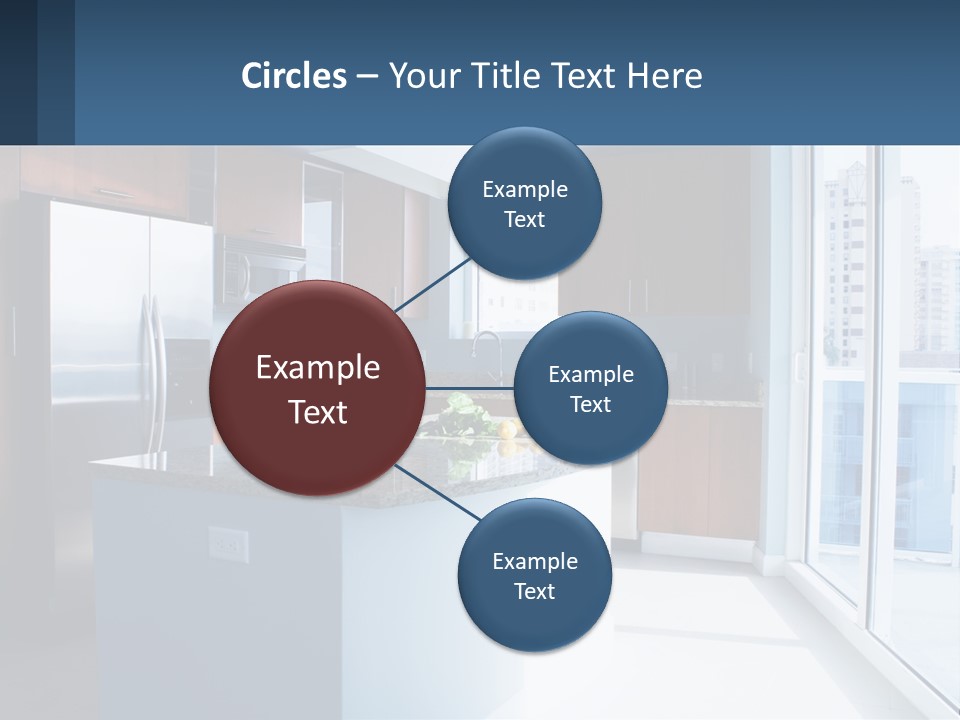 A Kitchen With A Center Island With A Granite Counter Top PowerPoint Template