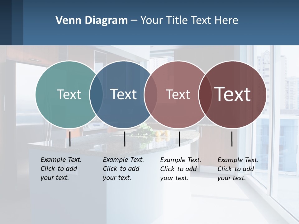 A Kitchen With A Center Island With A Granite Counter Top PowerPoint Template