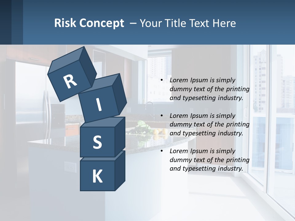 A Kitchen With A Center Island With A Granite Counter Top PowerPoint Template