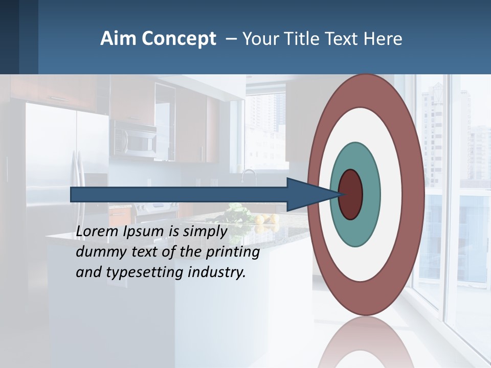 A Kitchen With A Center Island With A Granite Counter Top PowerPoint Template