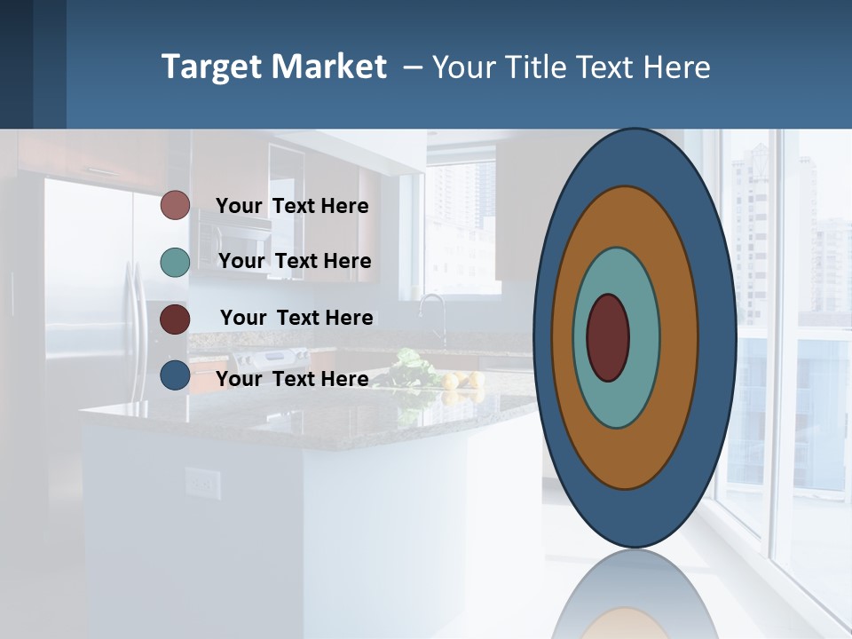 A Kitchen With A Center Island With A Granite Counter Top PowerPoint Template