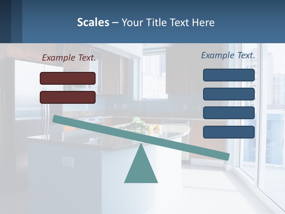 A Kitchen With A Center Island With A Granite Counter Top PowerPoint Template