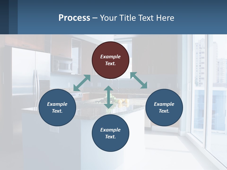 A Kitchen With A Center Island With A Granite Counter Top PowerPoint Template