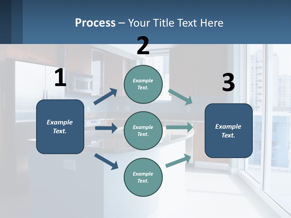A Kitchen With A Center Island With A Granite Counter Top PowerPoint Template