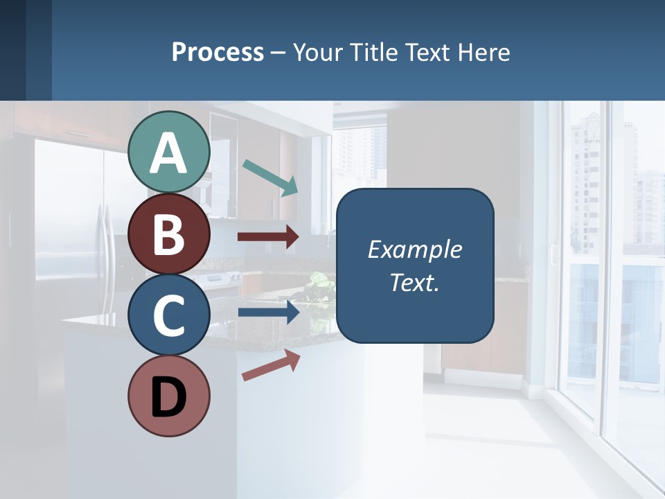 A Kitchen With A Center Island With A Granite Counter Top PowerPoint Template