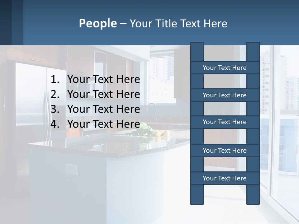 A Kitchen With A Center Island With A Granite Counter Top PowerPoint Template