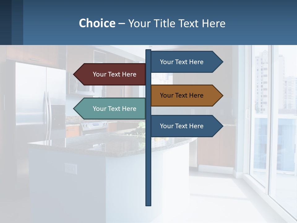 A Kitchen With A Center Island With A Granite Counter Top PowerPoint Template