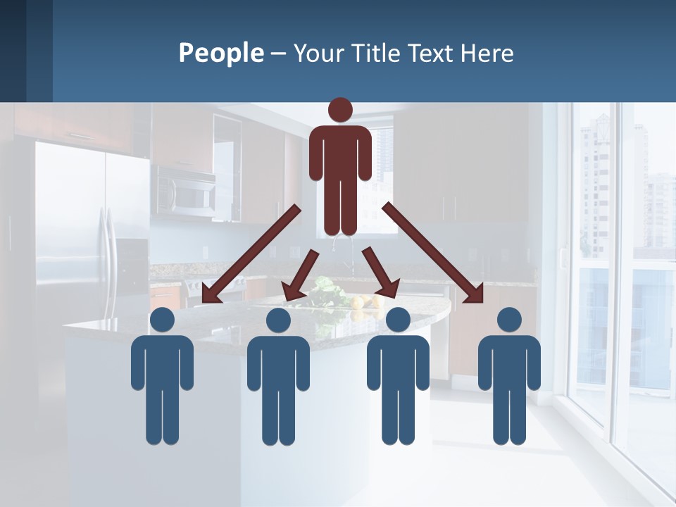 A Kitchen With A Center Island With A Granite Counter Top PowerPoint Template