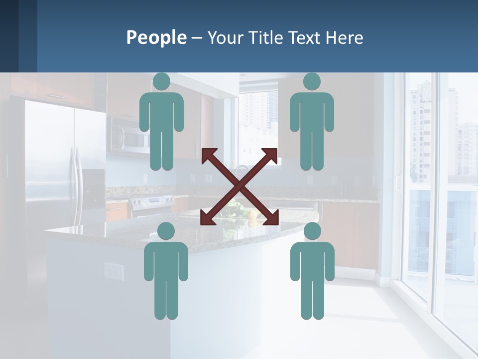A Kitchen With A Center Island With A Granite Counter Top PowerPoint Template