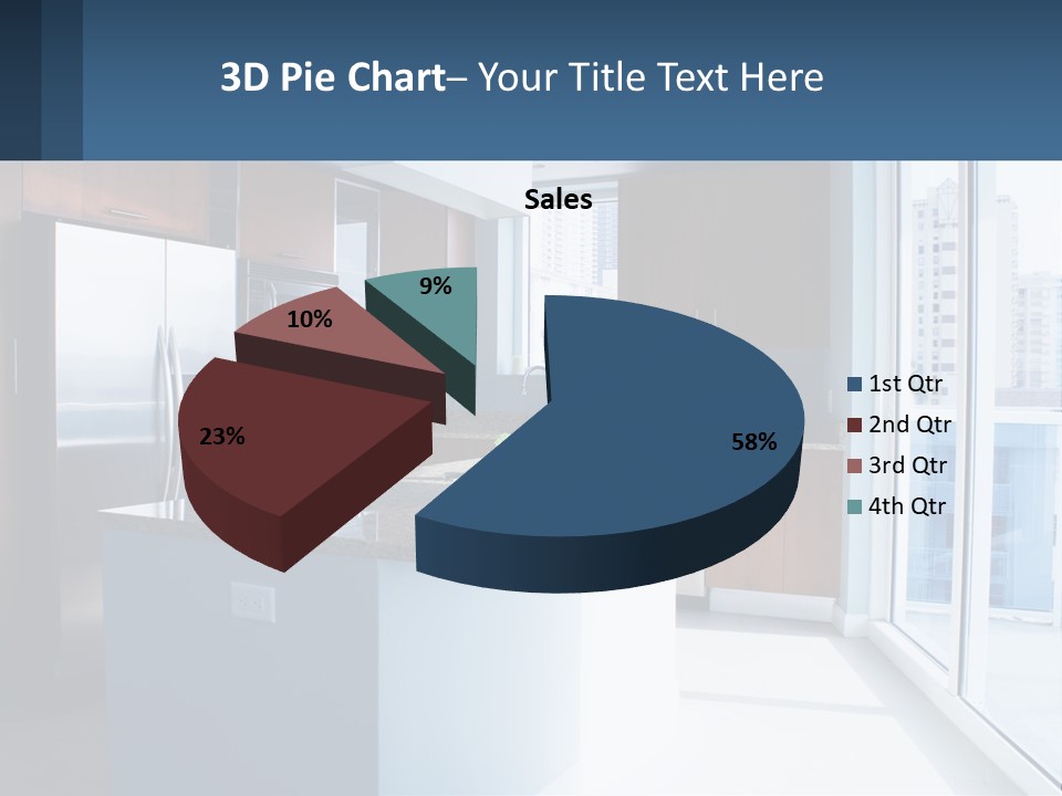 A Kitchen With A Center Island With A Granite Counter Top PowerPoint Template