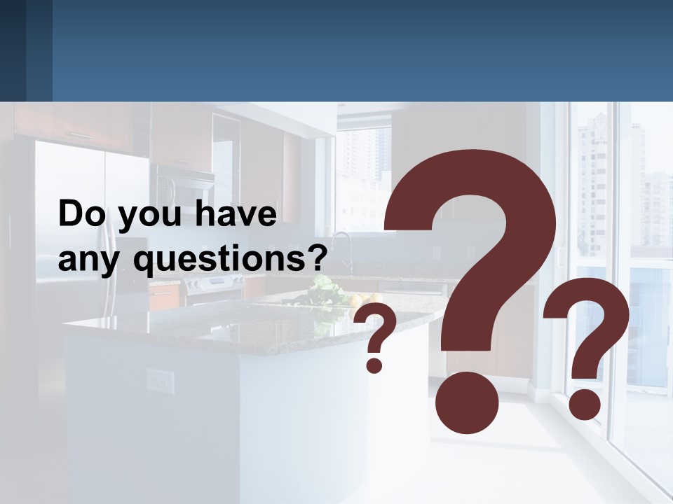 A Kitchen With A Center Island With A Granite Counter Top PowerPoint Template