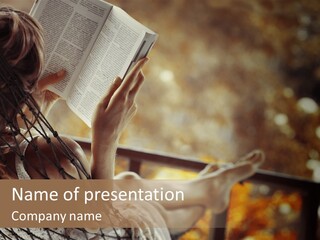 A Woman Reading A Book In A Hammock PowerPoint Template
