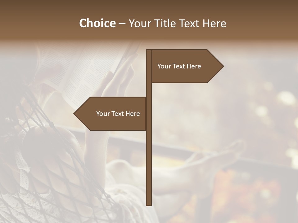 A Woman Reading A Book In A Hammock PowerPoint Template