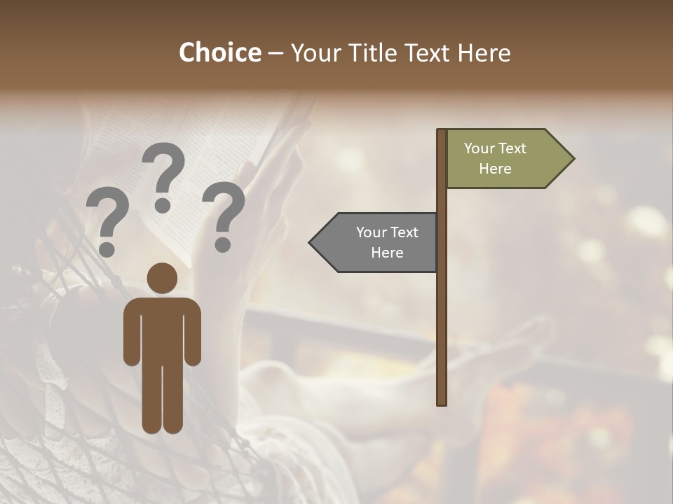 A Woman Reading A Book In A Hammock PowerPoint Template