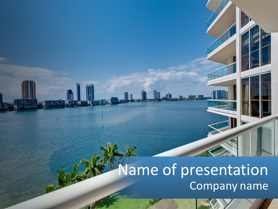 A View Of A Body Of Water From A Balcony PowerPoint Template