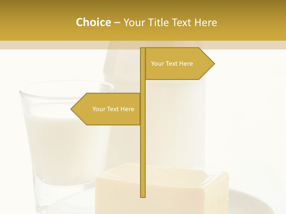 A Bottle Of Milk And A Plate Of Cheese On A Table PowerPoint Template