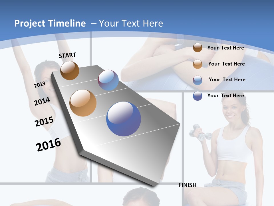 A Woman Is Doing Exercises With A Blue Ball PowerPoint Template