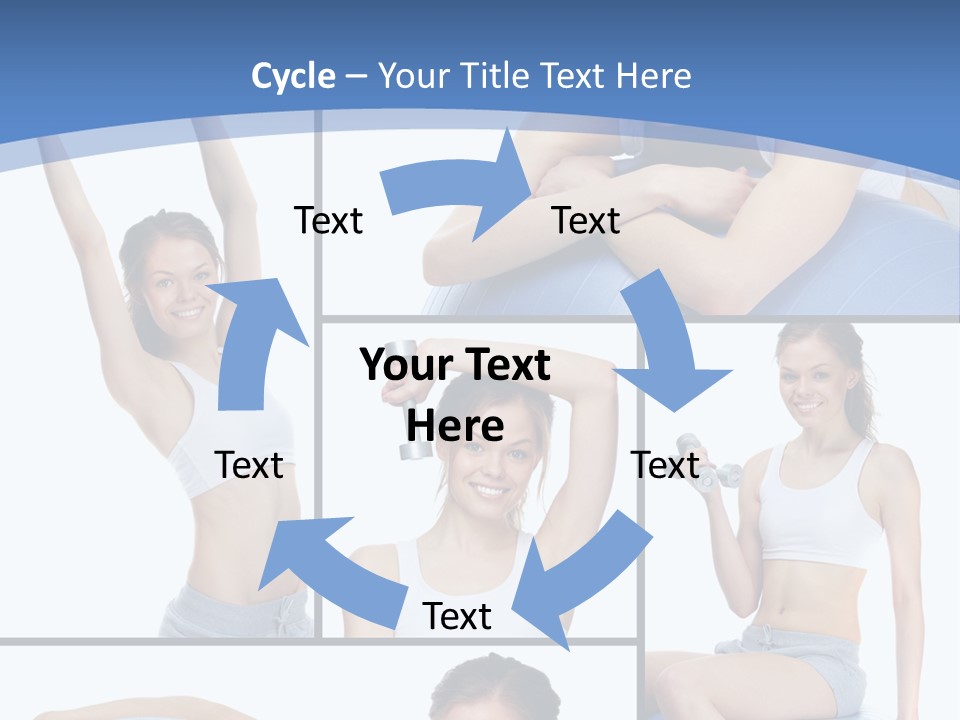 A Woman Is Doing Exercises With A Blue Ball PowerPoint Template