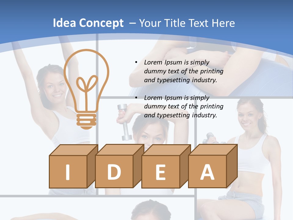 A Woman Is Doing Exercises With A Blue Ball PowerPoint Template
