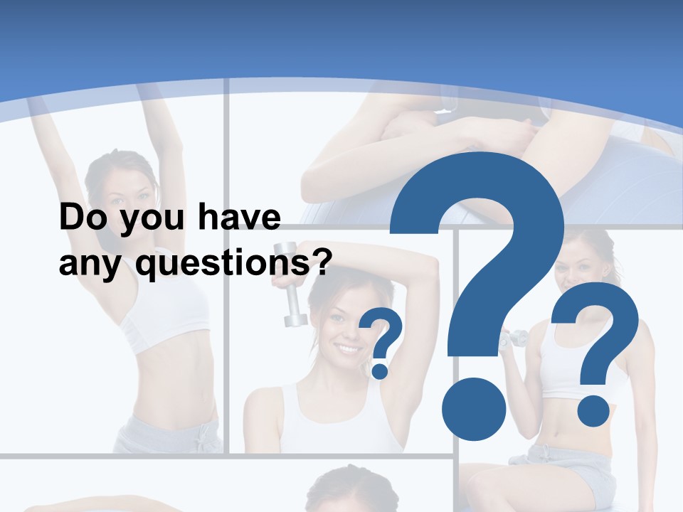 A Woman Is Doing Exercises With A Blue Ball PowerPoint Template